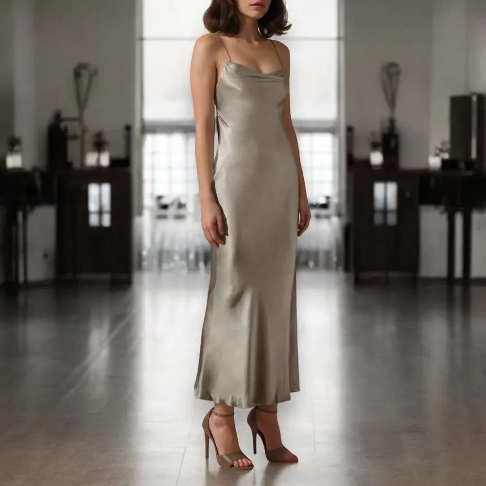 Shona Joy La Lune Cowl Tie Back Midi Slip Dress Size US 10 AUS 14 Sage Green